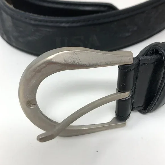 Unbranded USA Eagle Belt Black Silver Buckle - Picture 2 of 9